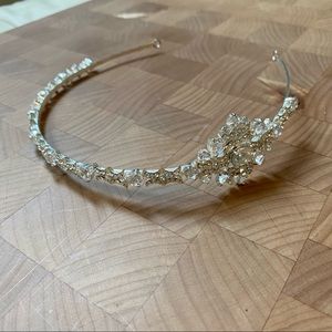 David’s Bridal crystal wedding headband with veil hooks